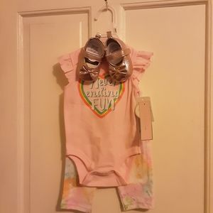 Pretty shirt, pants, shoes set baby girl